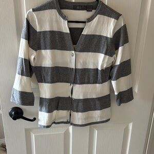 Striped Gray and White women’s Cardigan